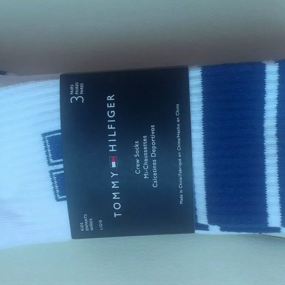 Tommy Hilfiger Unisex Kids 3 Pair Soft Stylish Comfy Crew socks Sz L